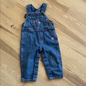 Carhartt Kids Blue Denim Overalls with Floral Embroidery
